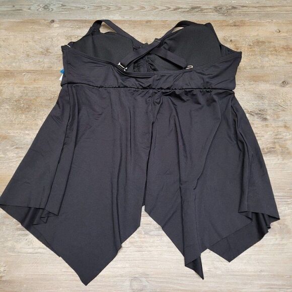 Birdsong Plus Size 20W Black Eco Onyx Sharkbite Underwire Tankini Swim Top Plus - Picture 7 of 13